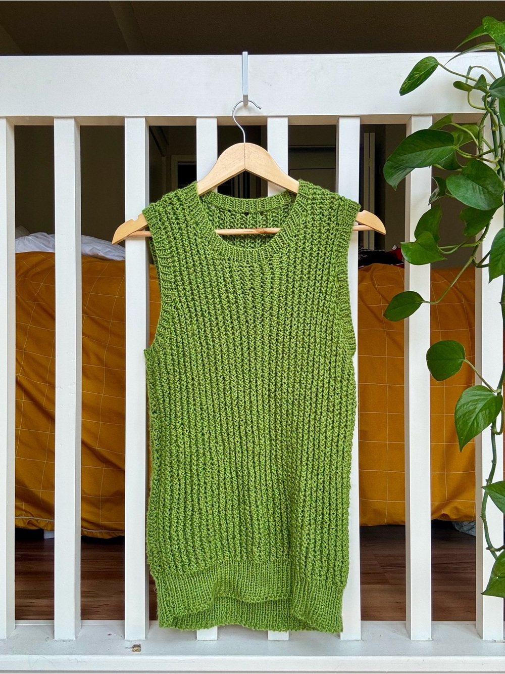 Handmade Green Knit Sleeveless Sweater Vest